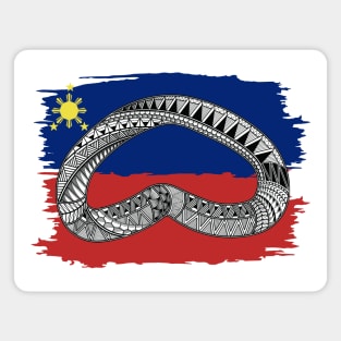 Philippine Flag Tribal line Art / Baybayin word BA Magnet